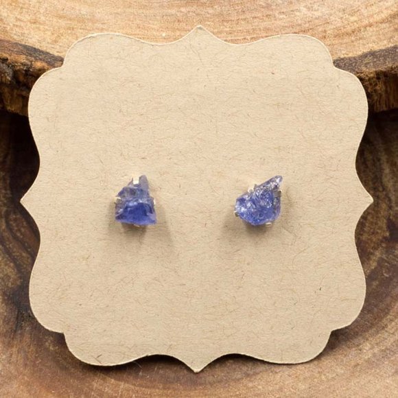 Tanzanite and Sterling Silver Crystal Stud Earrings - Choose the Pair you want - Picture 1 of 4